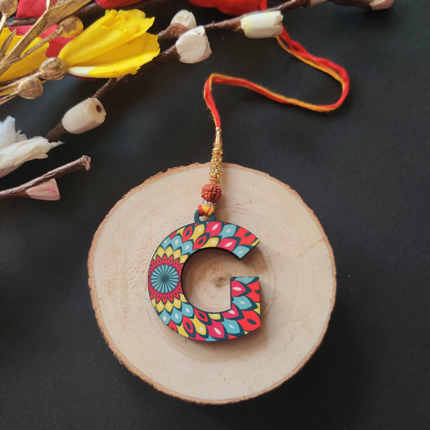 Alphabet G Wooden Lumba Rakhi