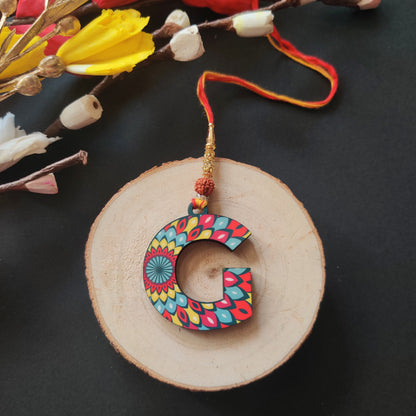 Alphabet G Wooden Lumba Rakhi
