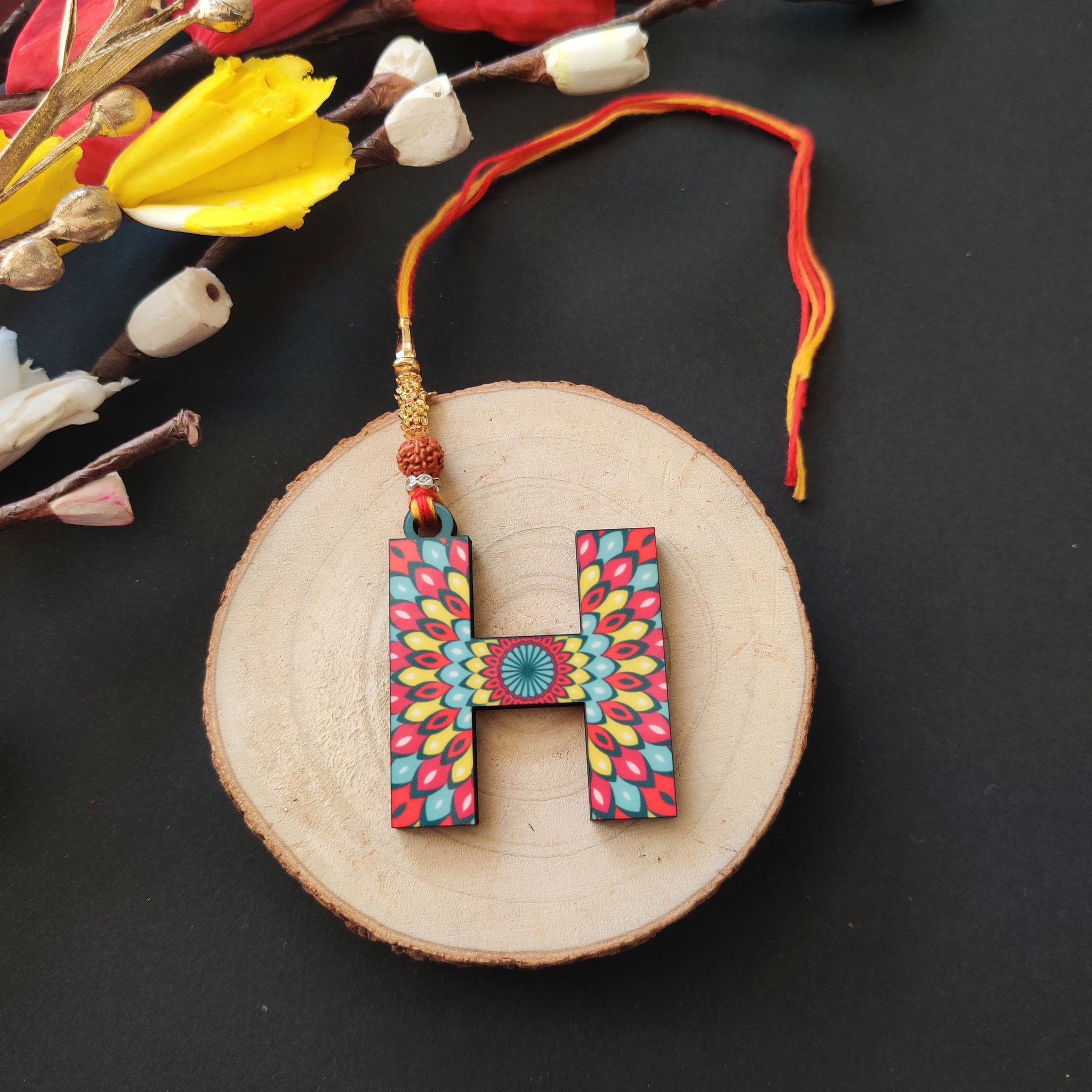 Alphabet H Wooden Lumba Rakhi