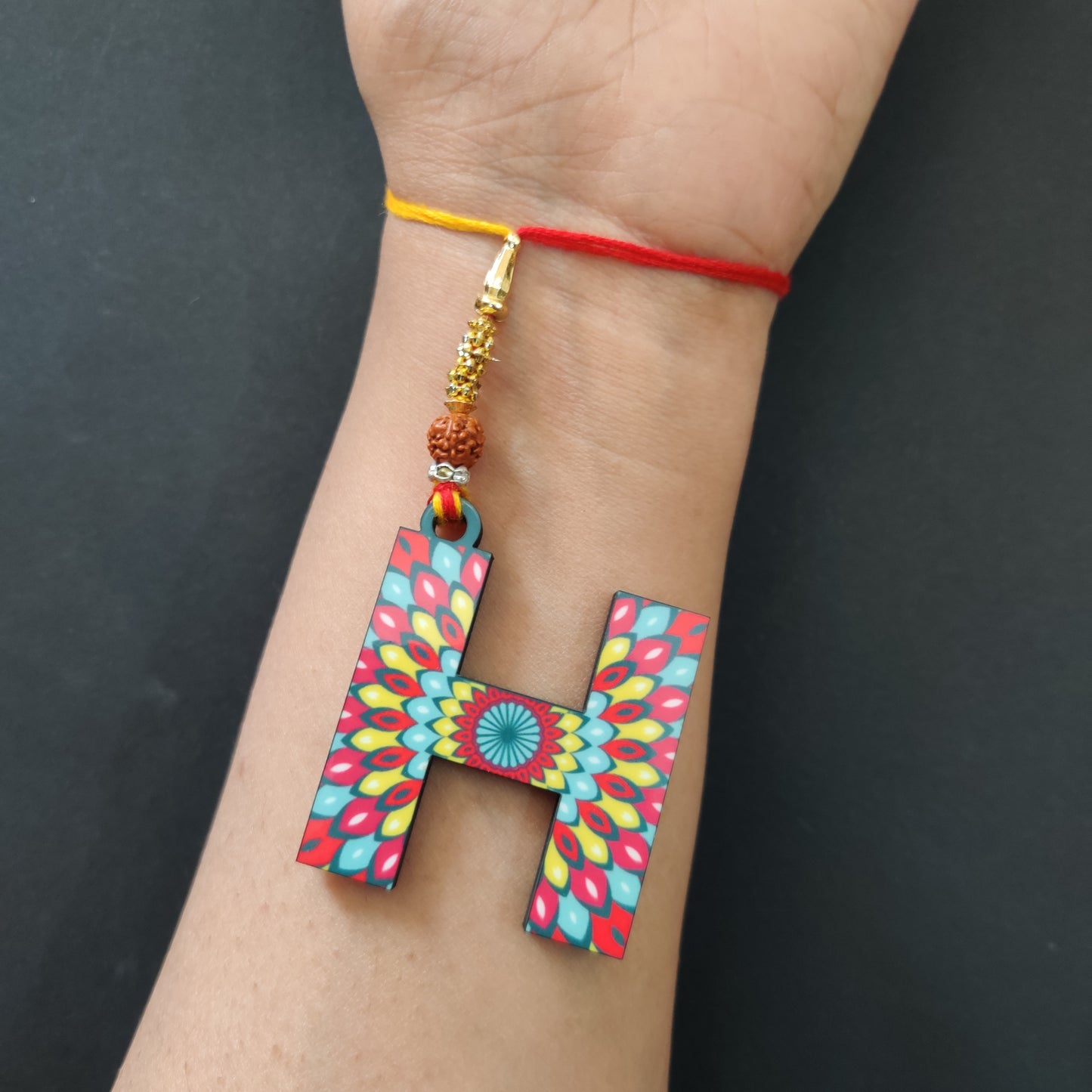 Alphabet H Wooden Lumba Rakhi
