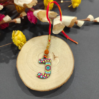 Alphabet J Wooden Lumba Rakhi