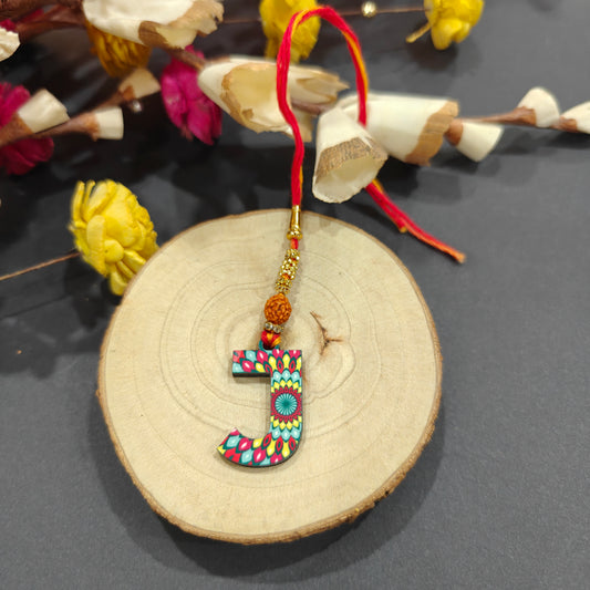 Alphabet J Wooden Lumba Rakhi