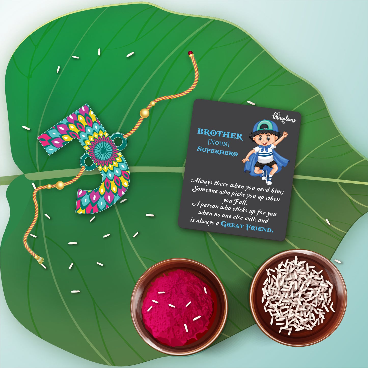 Alphabet J Wooden Rakhi With Super Brother Fridge Magnet