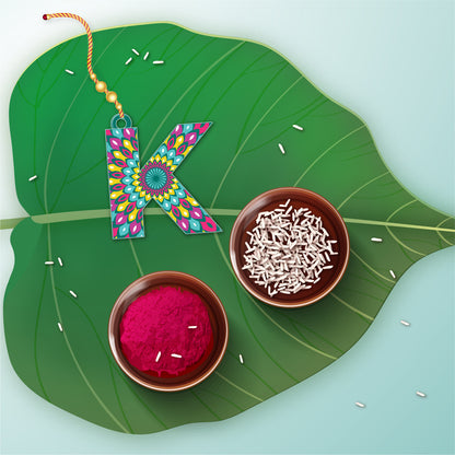 Alphabet K Wooden Lumba Rakhi