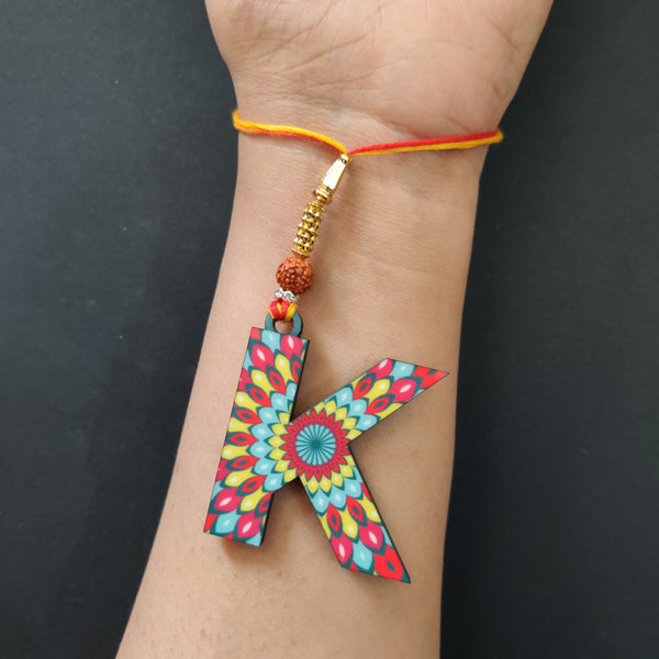 Alphabet K Wooden Lumba Rakhi