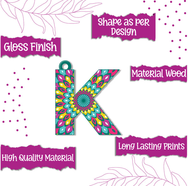Alphabet K Wooden Lumba Rakhi