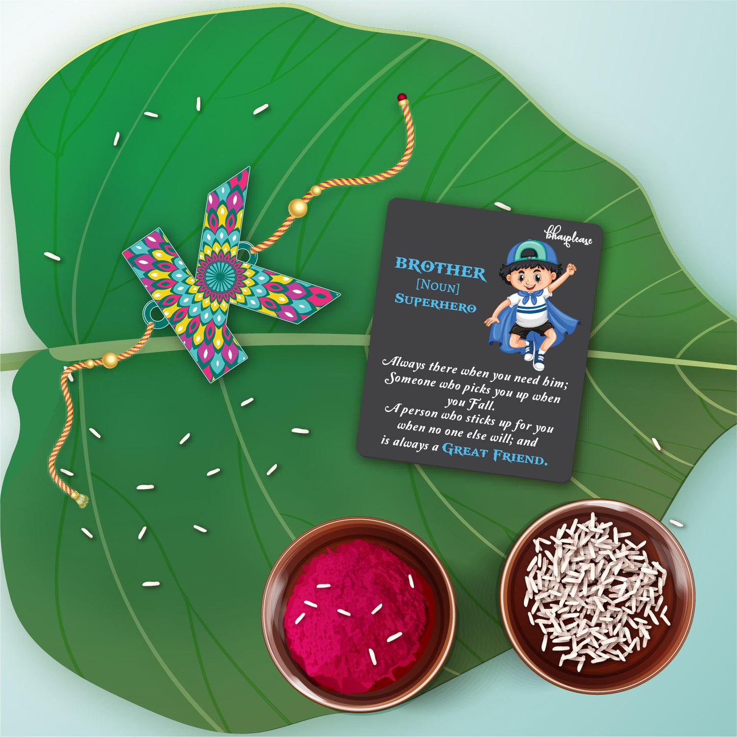 Alphabet K Wooden Rakhi With Super Brother Fridge Magnet