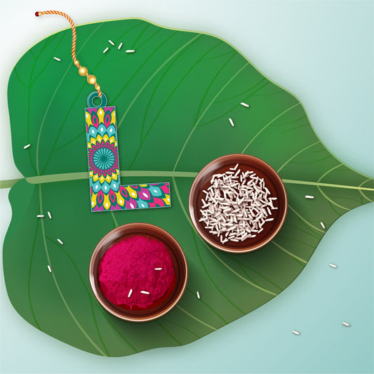 Alphabet L Wooden Lumba Rakhi