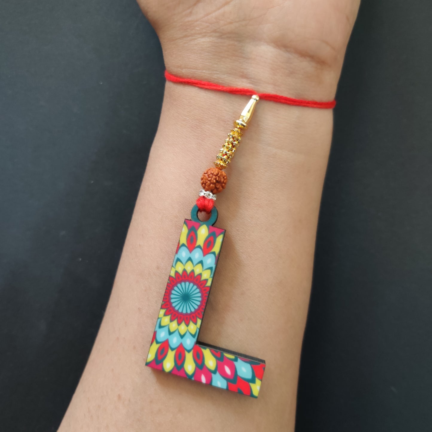 Alphabet L Wooden Lumba Rakhi