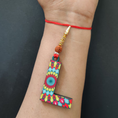 Alphabet L Wooden Lumba Rakhi