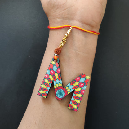 Alphabet M Wooden Lumba Rakhi