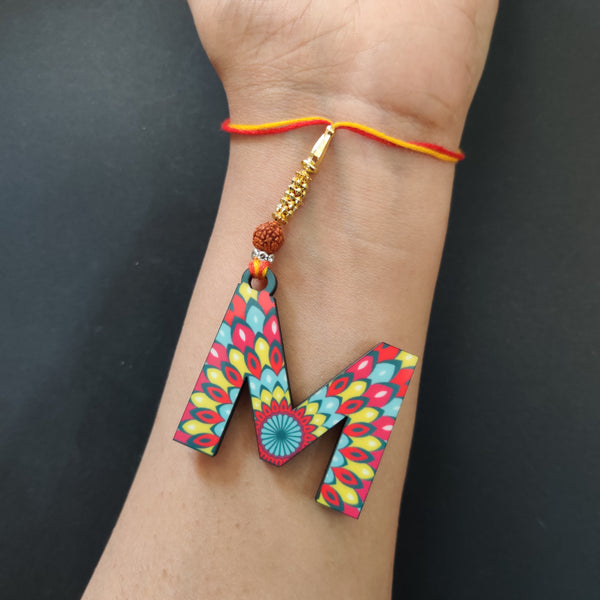 Alphabet M Wooden Lumba Rakhi