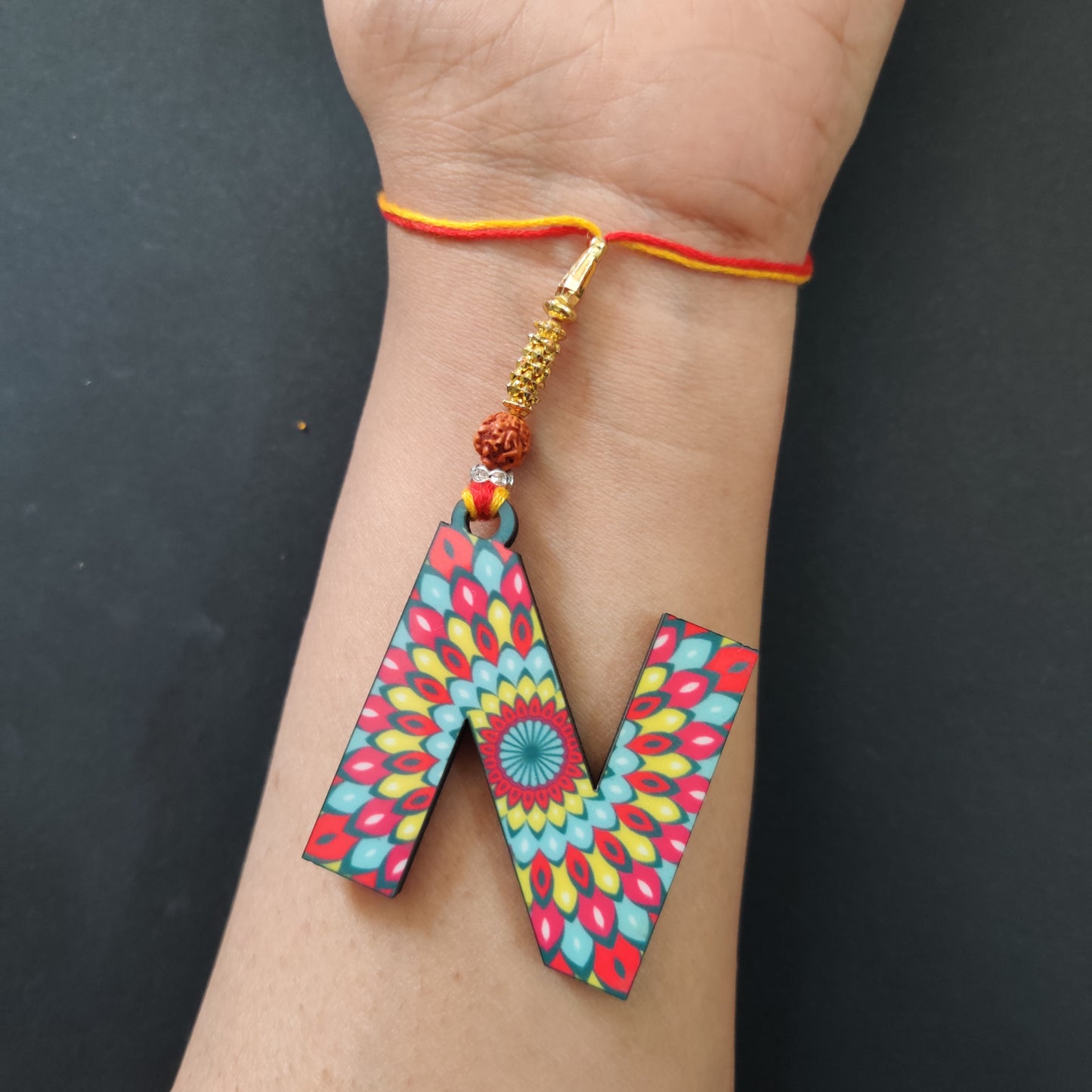Alphabet N Wooden Lumba Rakhi