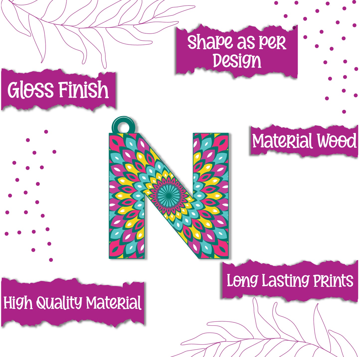 Alphabet N Wooden Lumba Rakhi