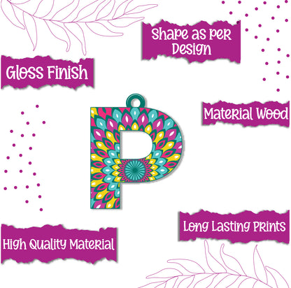 Alphabet P Wooden Lumba Rakhi