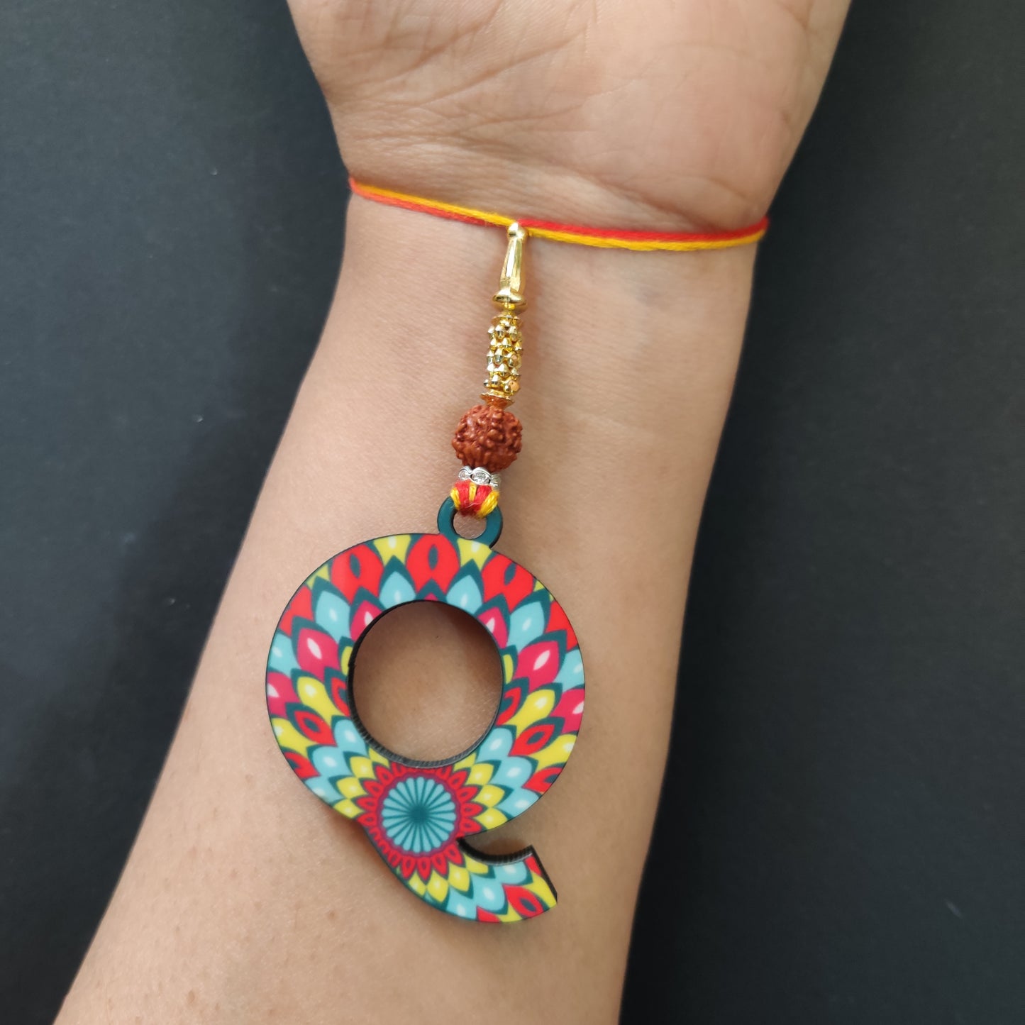 Alphabet Q Wooden Lumba Rakhi