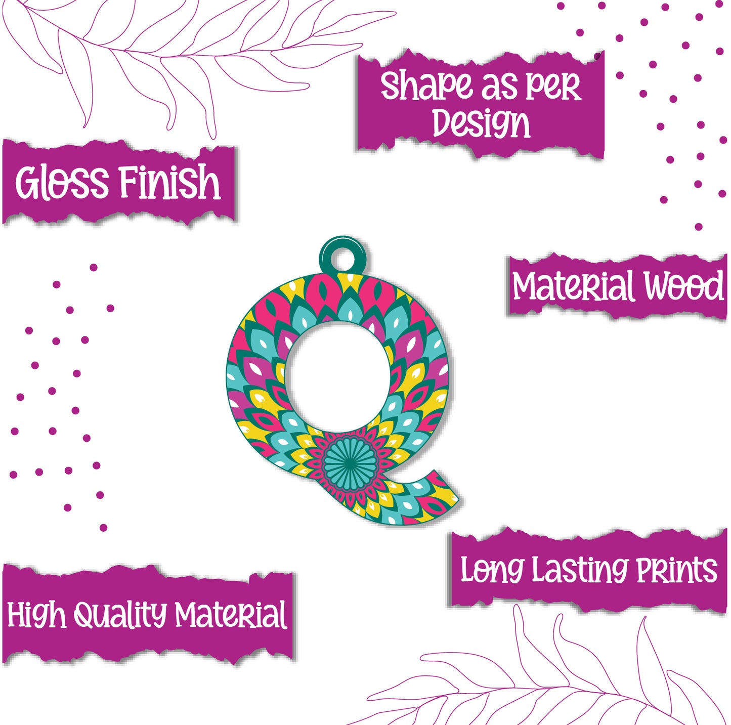 Alphabet Q Wooden Lumba Rakhi