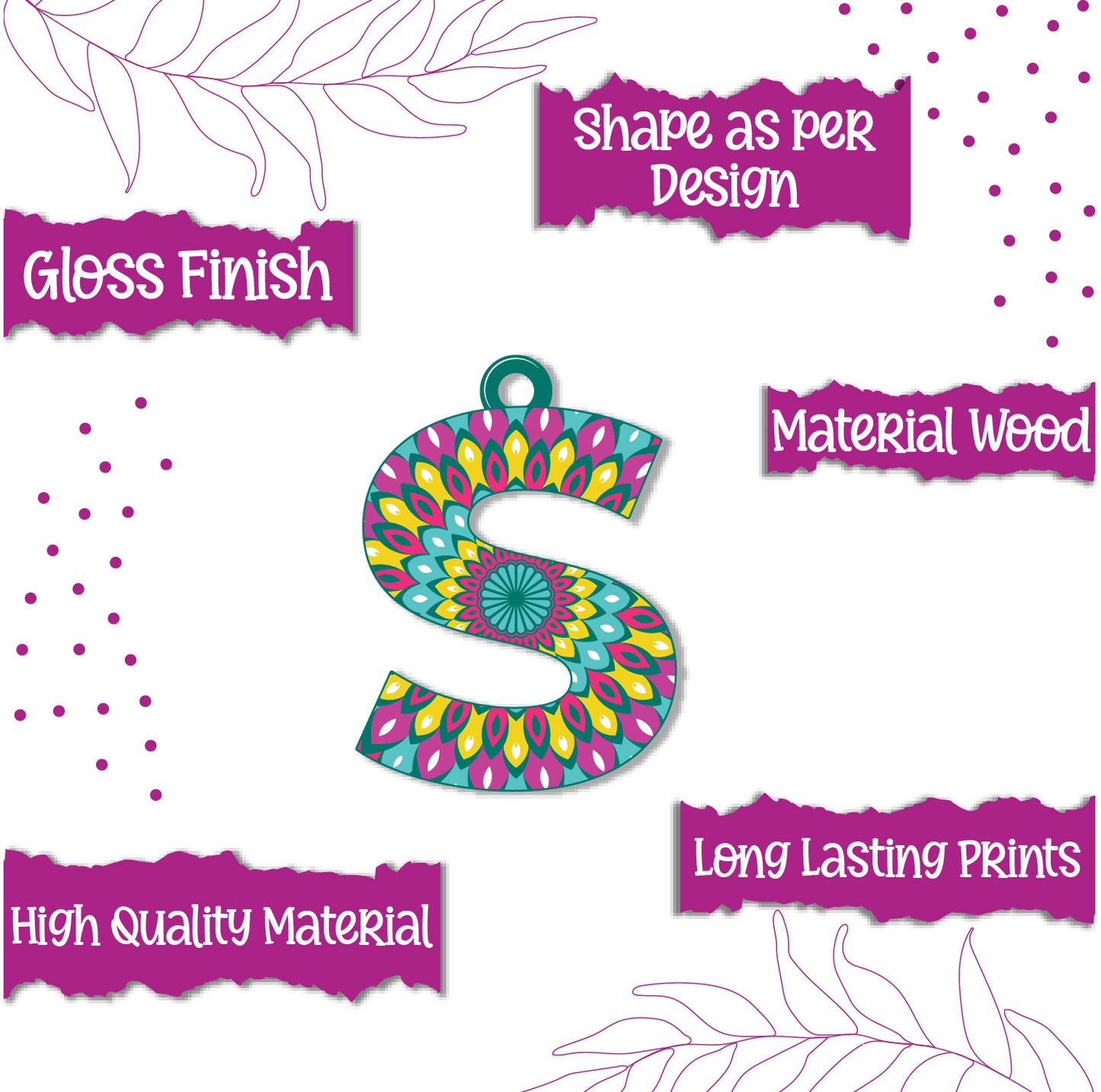 Alphabet S Wooden Lumba Rakhi