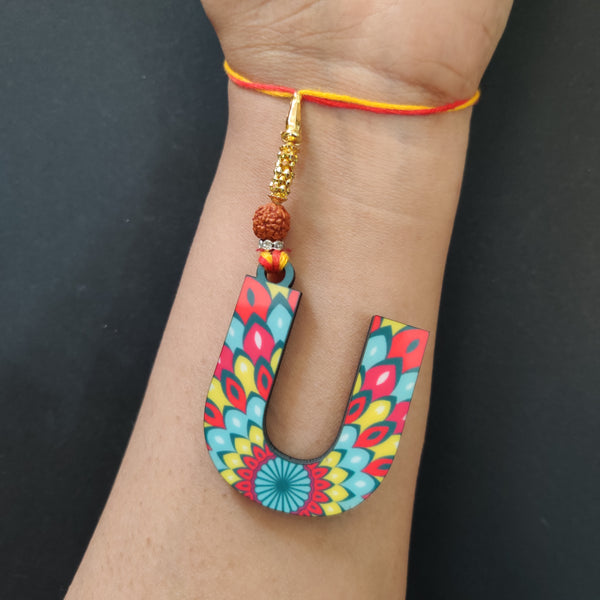 Alphabet U Wooden Lumba Rakhi