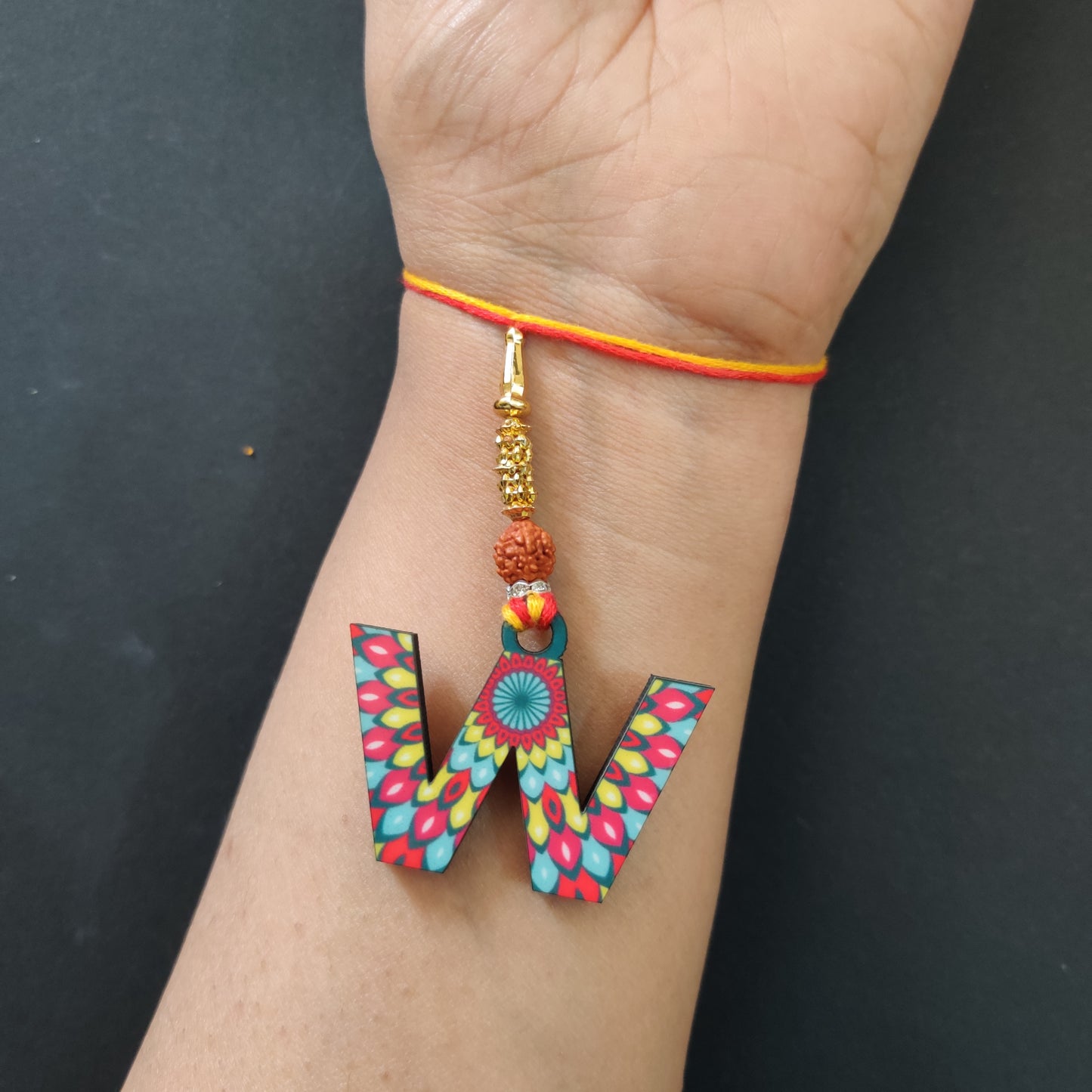 Alphabet W Wooden Lumba Rakhi
