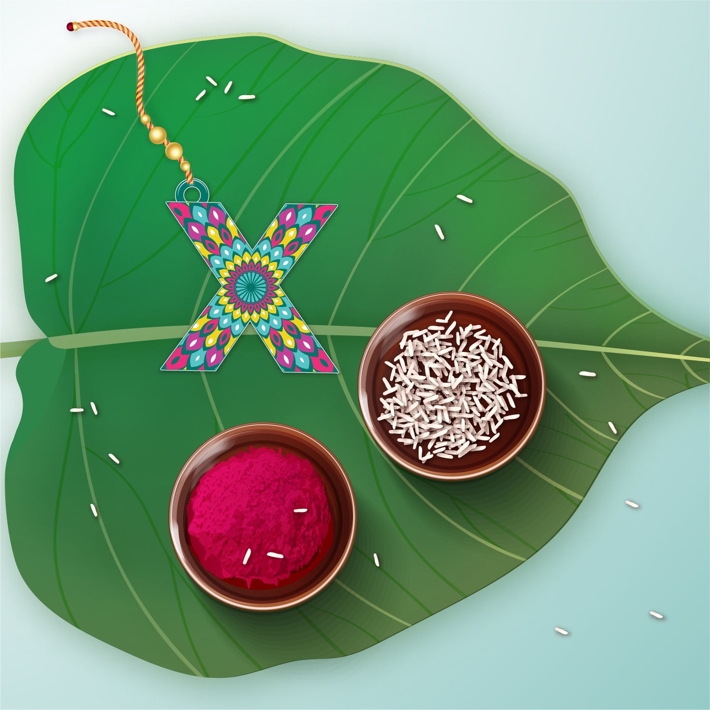 Alphabet X Wooden Lumba Rakhi