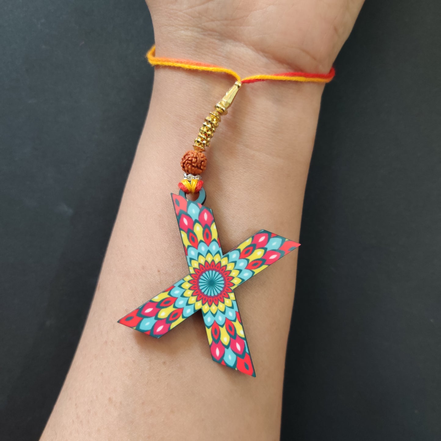 Alphabet X Wooden Lumba Rakhi