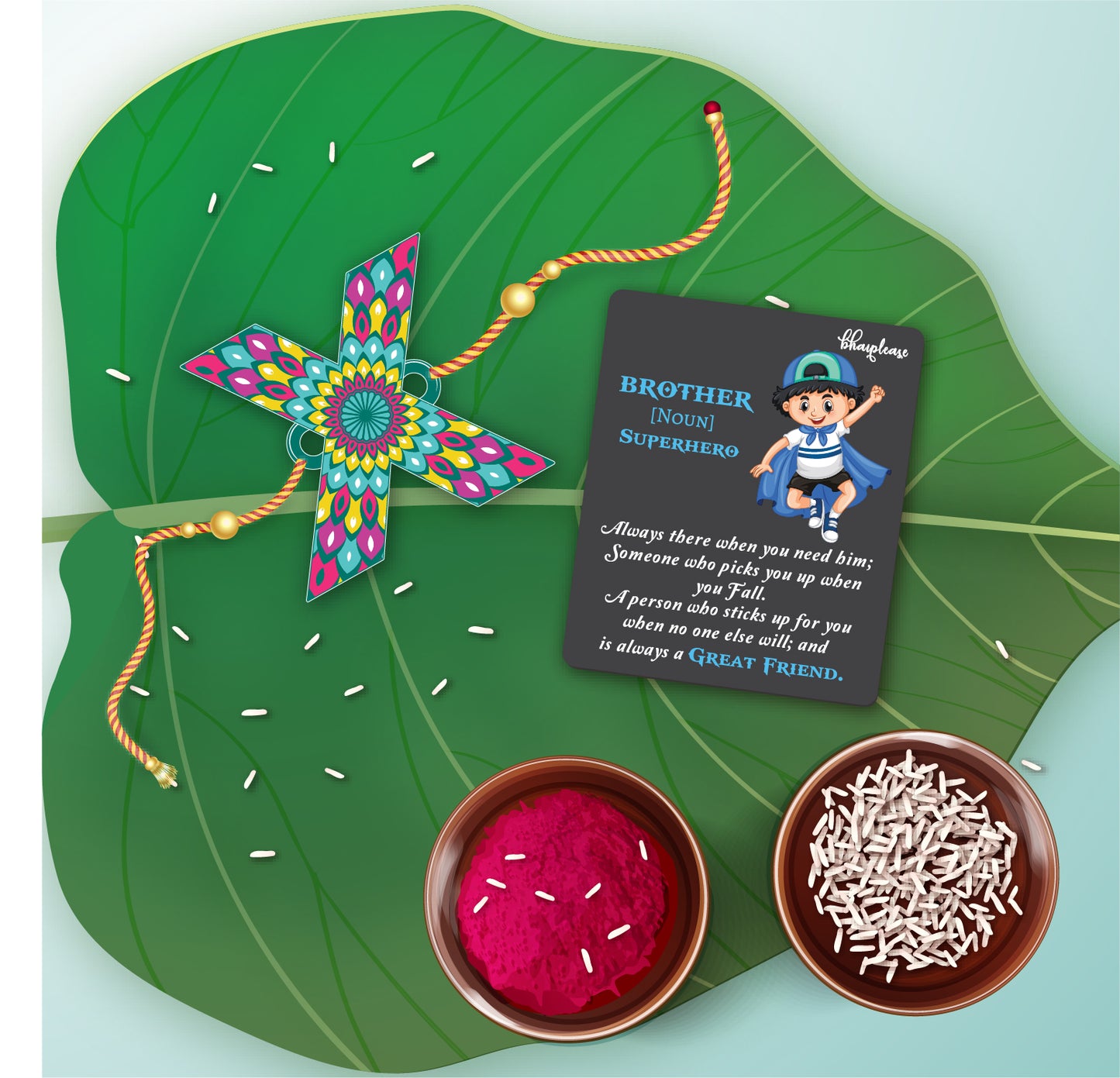 Alphabet X Wooden Rakhi With Super Brother Fridge Magnet