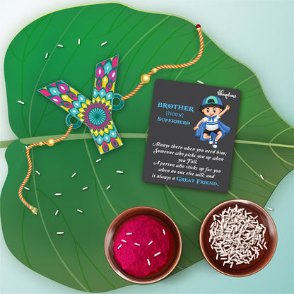 Alphabet Y Wooden Rakhi With Super Brother Fridge Magnet