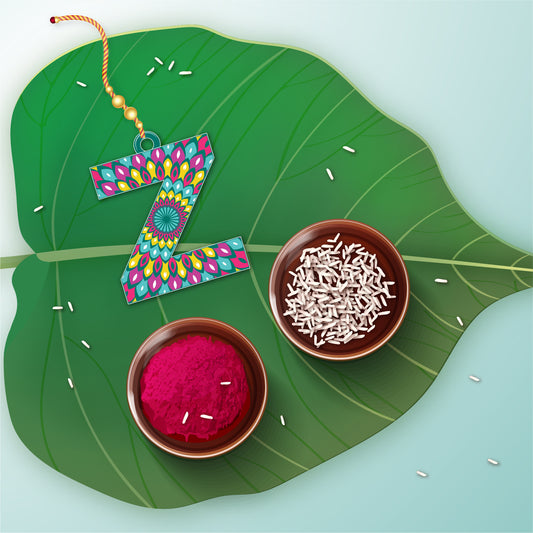 Alphabet Z Wooden Lumba Rakhi