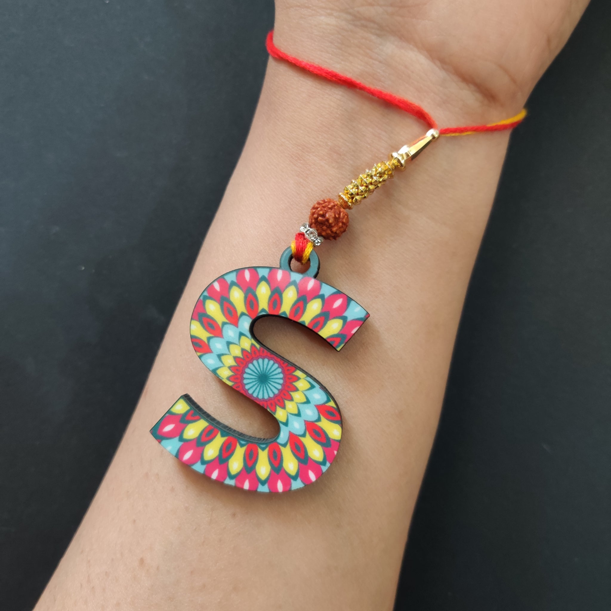 Alphabet R Wooden Lumba Rakhi