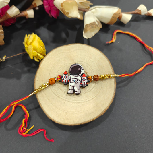 Astronaut Wooden Rakhi – space-themed Rakhi for Raksha Bandhan