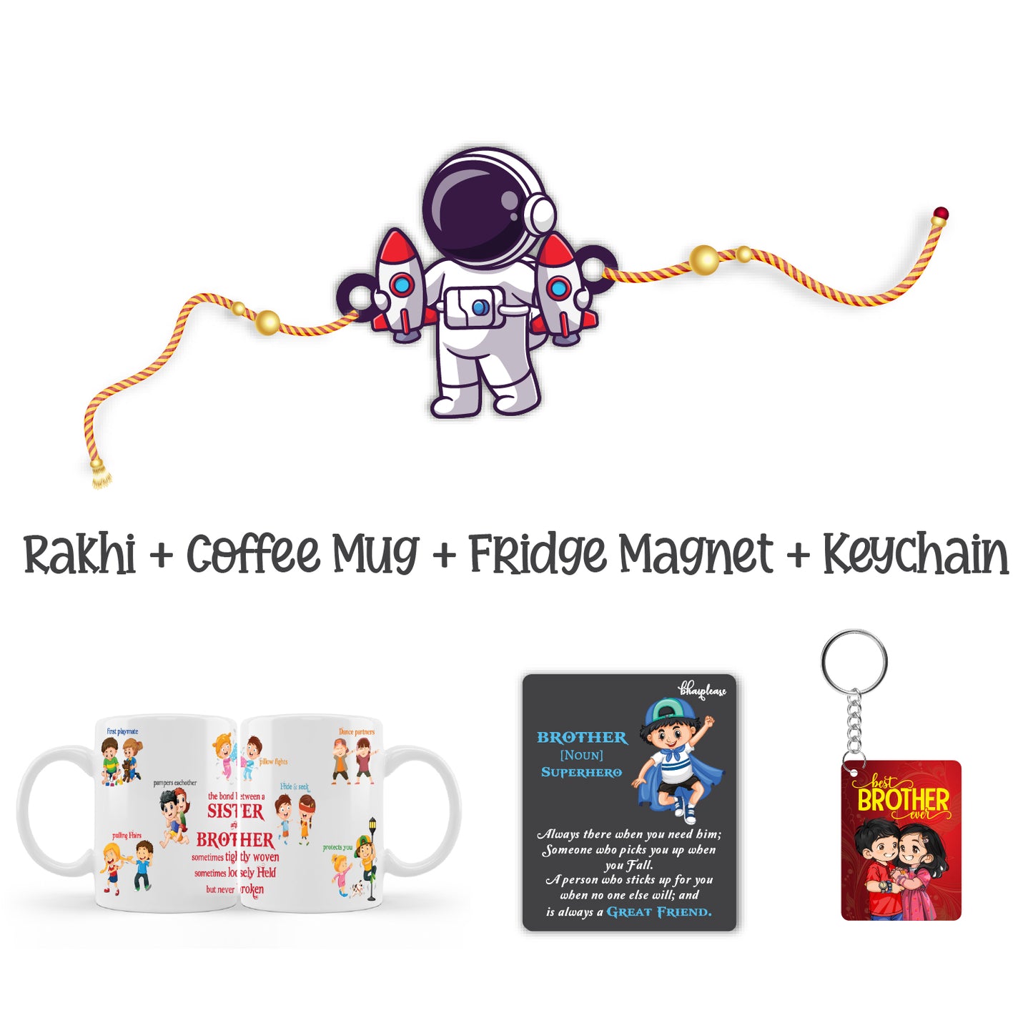 Astronaut Wooden Rakhi With Mega Combo