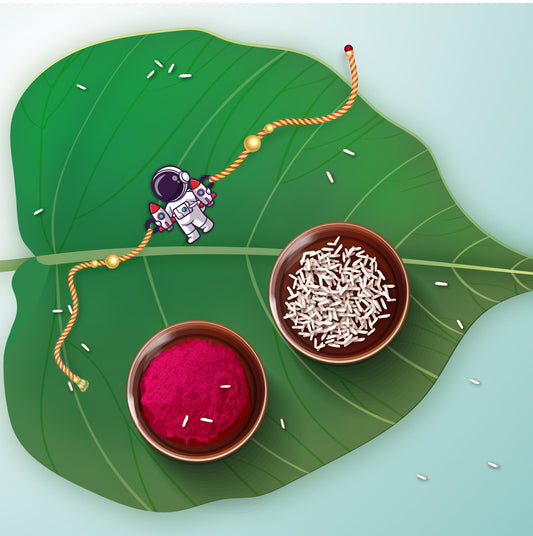 astronaut Rakhi for kids – safe wooden Rakhi for boys