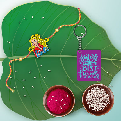 Barbie Wooden Rakhi With Keychain – Character Theme Rakhi | Bhai Please