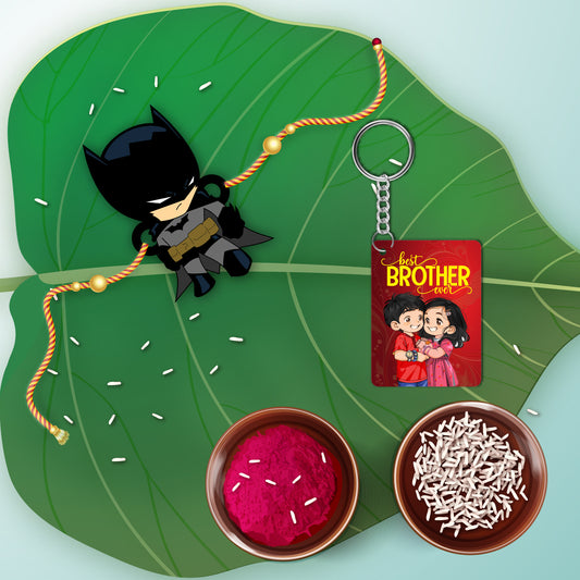 Batman Rakhi  For Brother With  Keychain