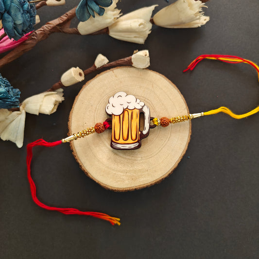 Beer Love Wooden Rakhi – quirky food Rakhi for brother