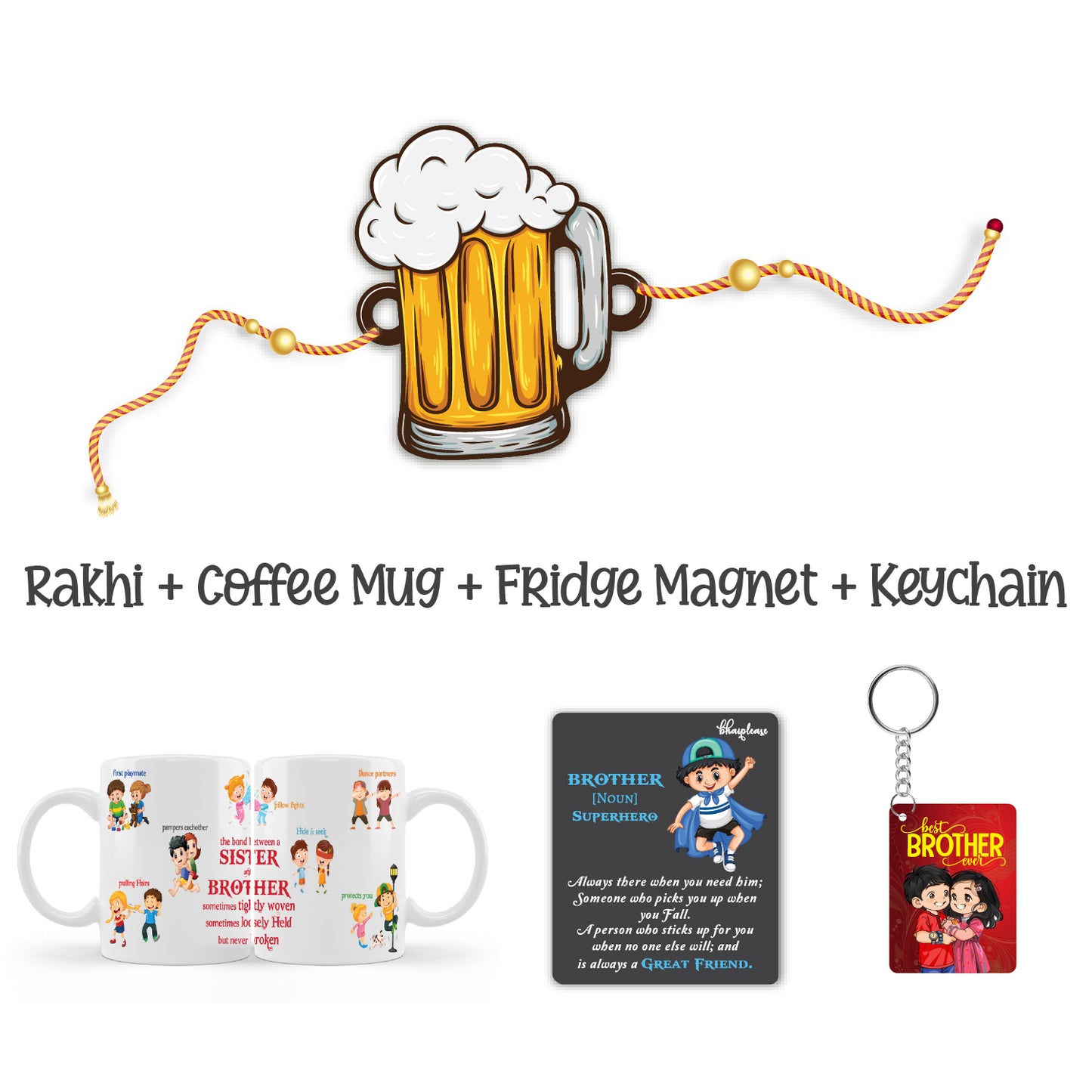 Beer Wooden Rakhi With Mega Combo