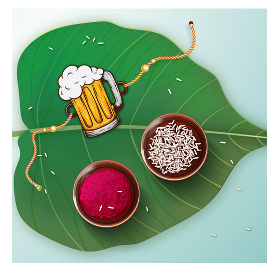 Funny beer-themed Rakhi – wooden Rakhi India