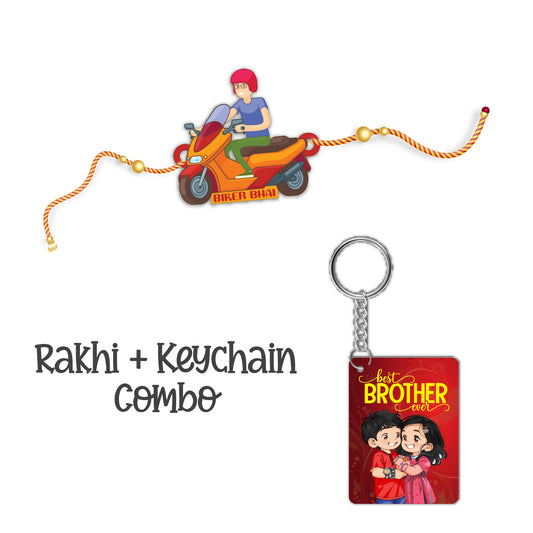 Biker Bhai  Rakhi  For Brother With  Keychain