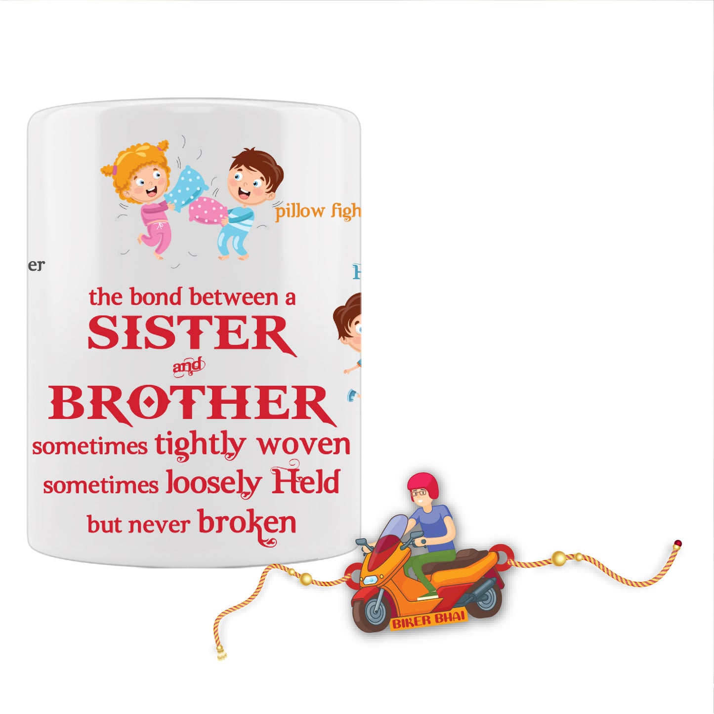 Biker Bhai Rakhi For Brother  With Mug