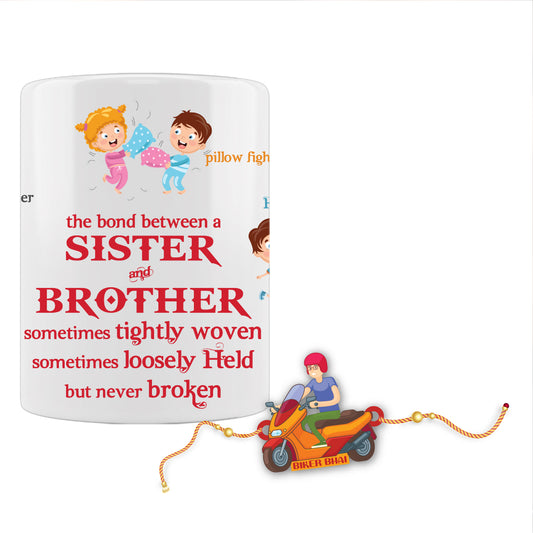 Biker Bhai Rakhi For Brother  With Mug