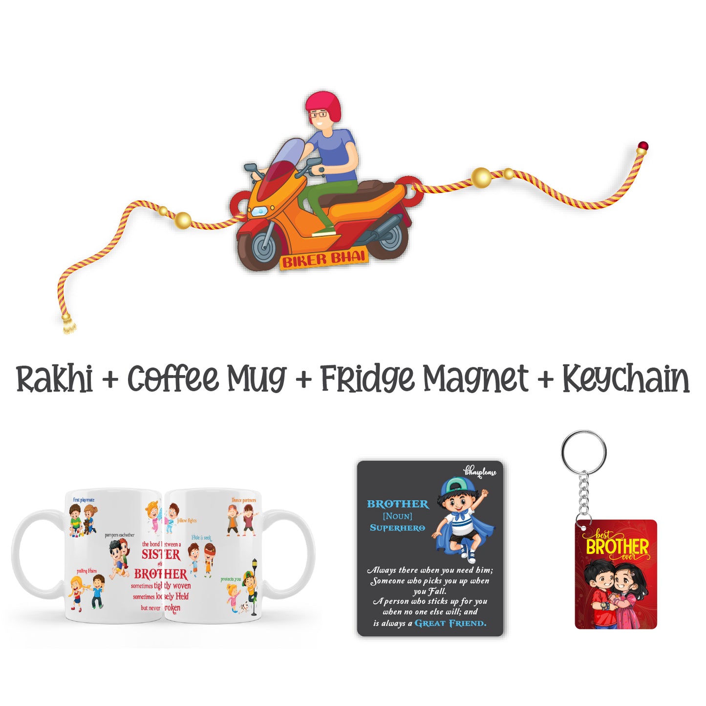 Biker Bhai Rakhi For Brother  with Mega Combo