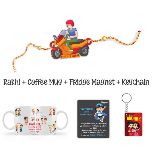Biker Bhai Rakhi For Brother  with Mega Combo