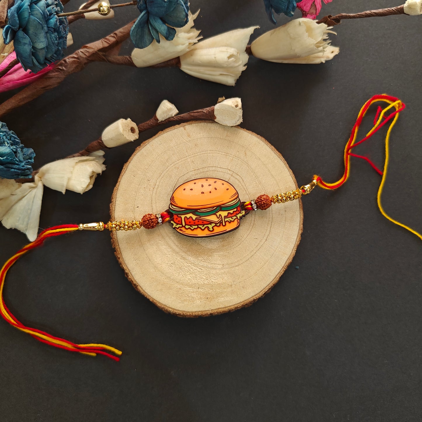 Burger Wooden Rakhi – food Rakhi for foodie brother