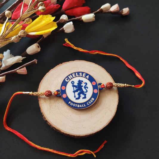 Chelsea Wooden Rakhi – football-themed Rakhi for brother