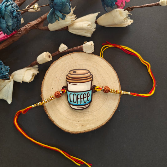Coffee Wooden Rakhi – food Rakhi for coffee-loving brother