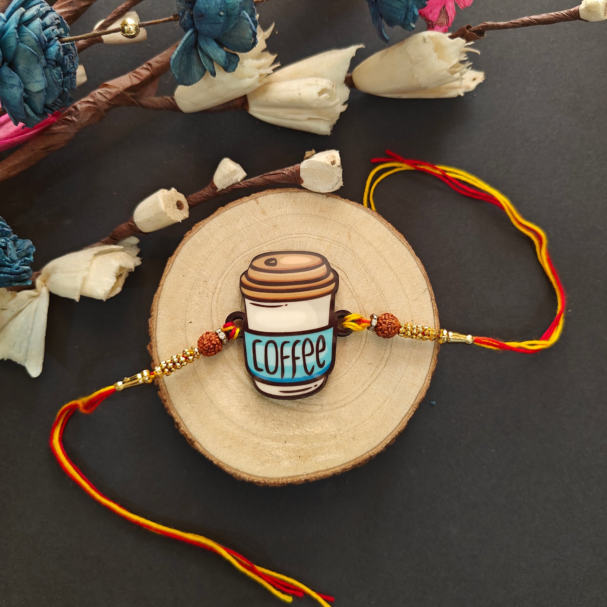 Coffee Wooden Rakhi – food Rakhi for coffee-loving brother
