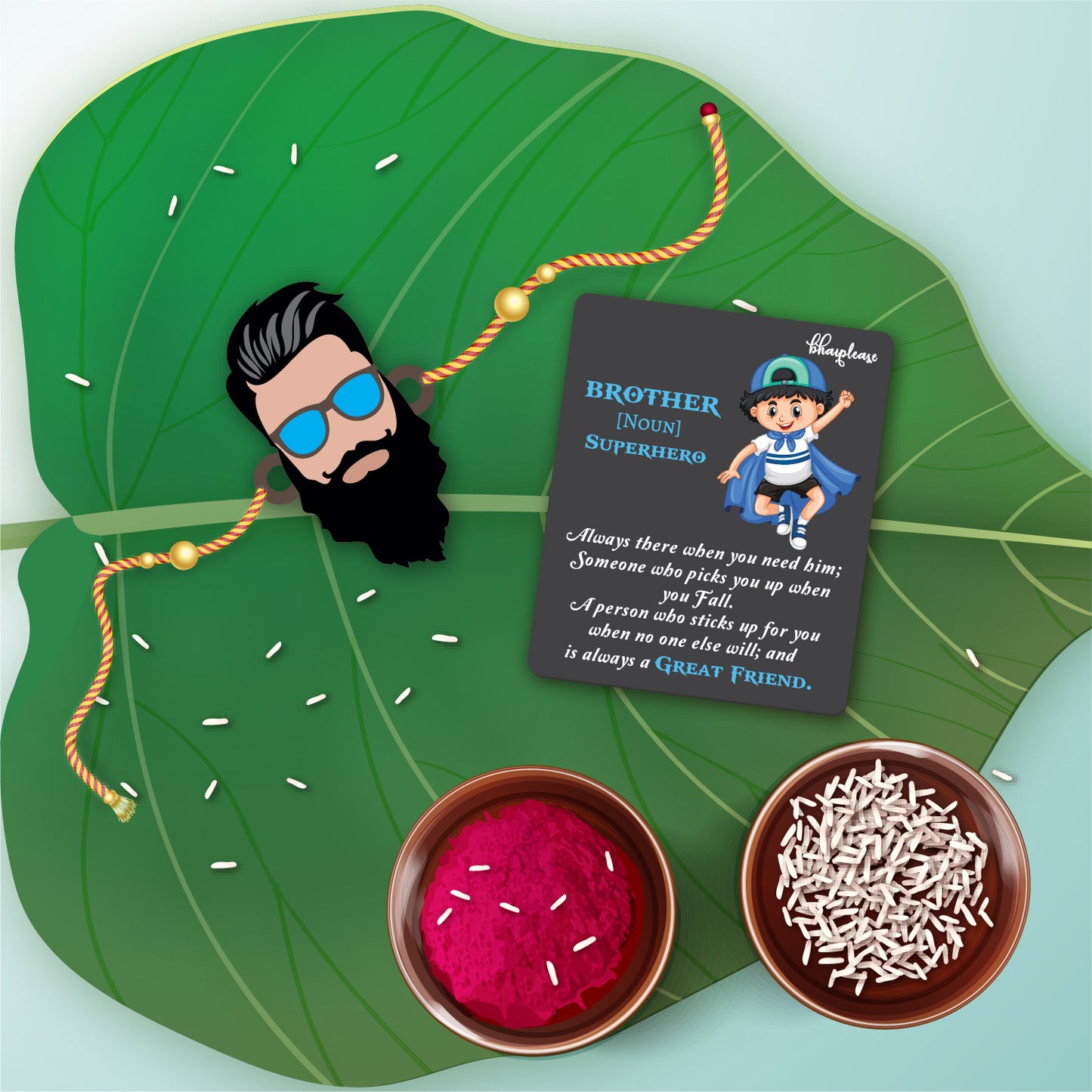 Dashing BHAI Wooden Rakhi With Brother Is Superhero Fridge Magnet