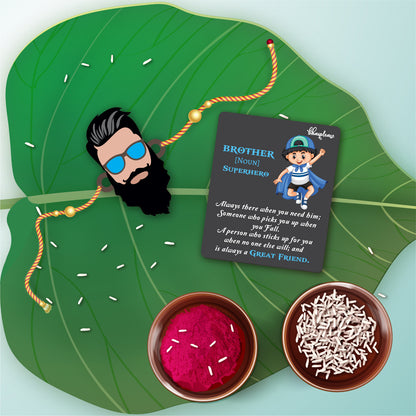 Dashing BHAI Wooden Rakhi With Brother Is Superhero Fridge Magnet