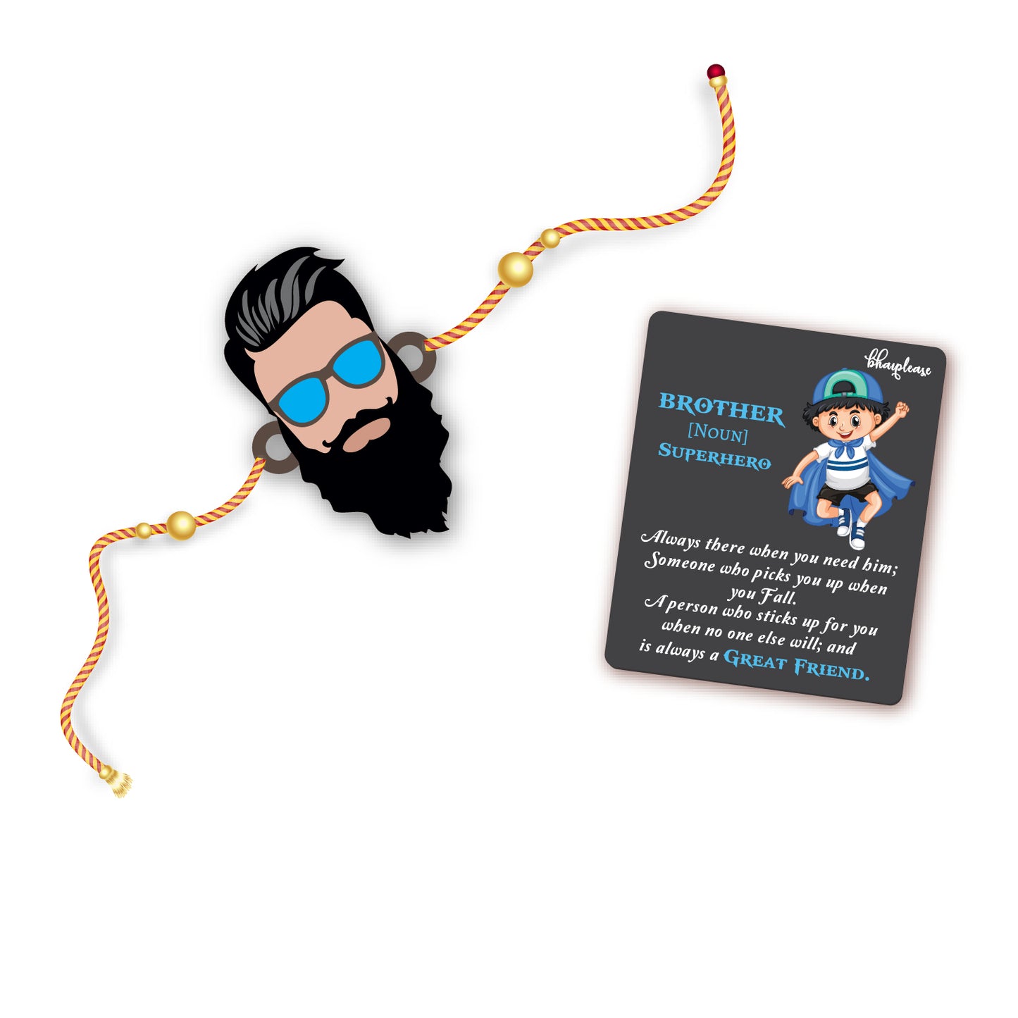 Dashing BHAI Wooden Rakhi With Brother Is Superhero Fridge Magnet
